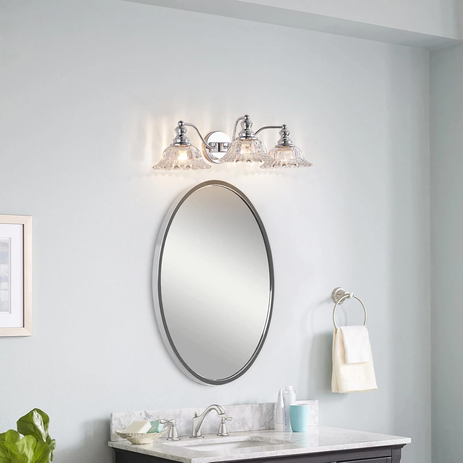 XIEDUN Chrome Vanity Light 3 Light Bathroom Lights Vanity Lights for Bathroom Bathroom Light Fixtures