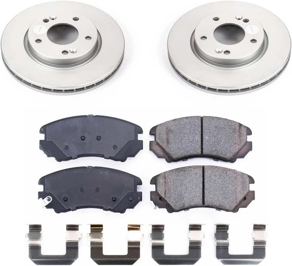 PowerStop Front Brake Kit for Hyundai Elantra 2007-10 - Fully-Coated Disc Rotors with Z17 Ceramic Brake Pads Replacement, CRK5291
