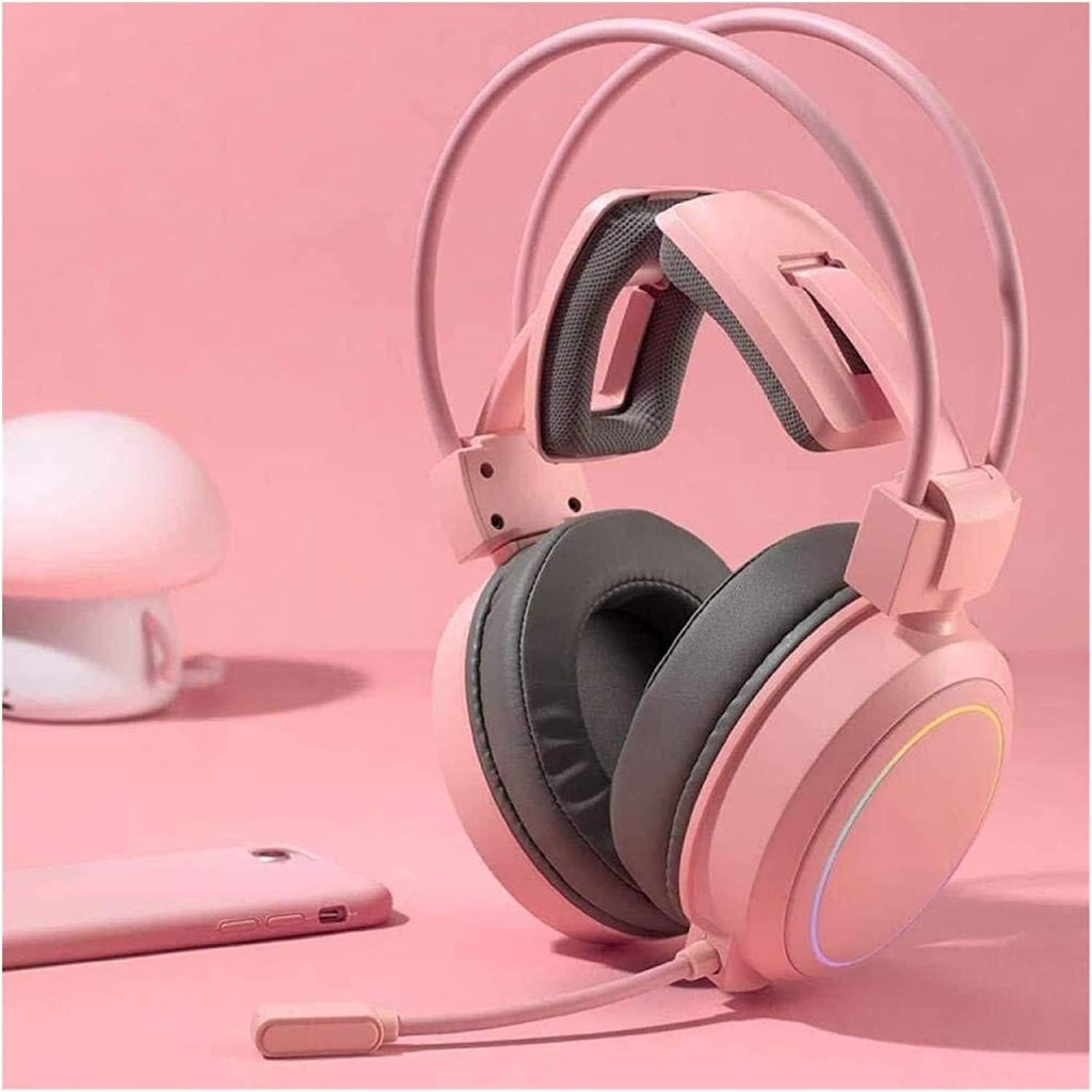 Over-Ear Headphones with Microphone, Lightweight Foldable & Portable Stereo Bass Headphones(Pink)