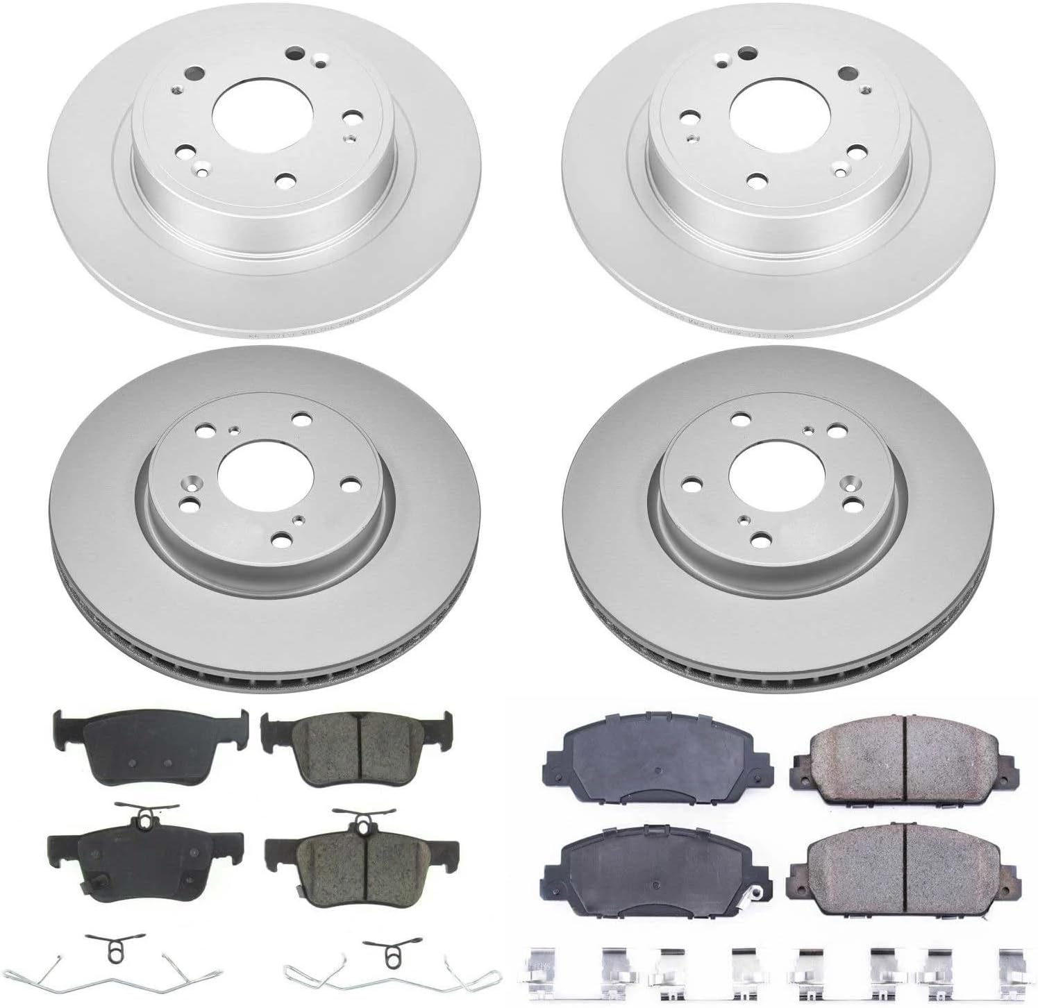 PowerStop Front and Rear Brake Kit for Honda Accord 2018-22 - Fully-Coated Disc Rotors with Z17 Ceramic Brake Pads Replacement, CRK8066