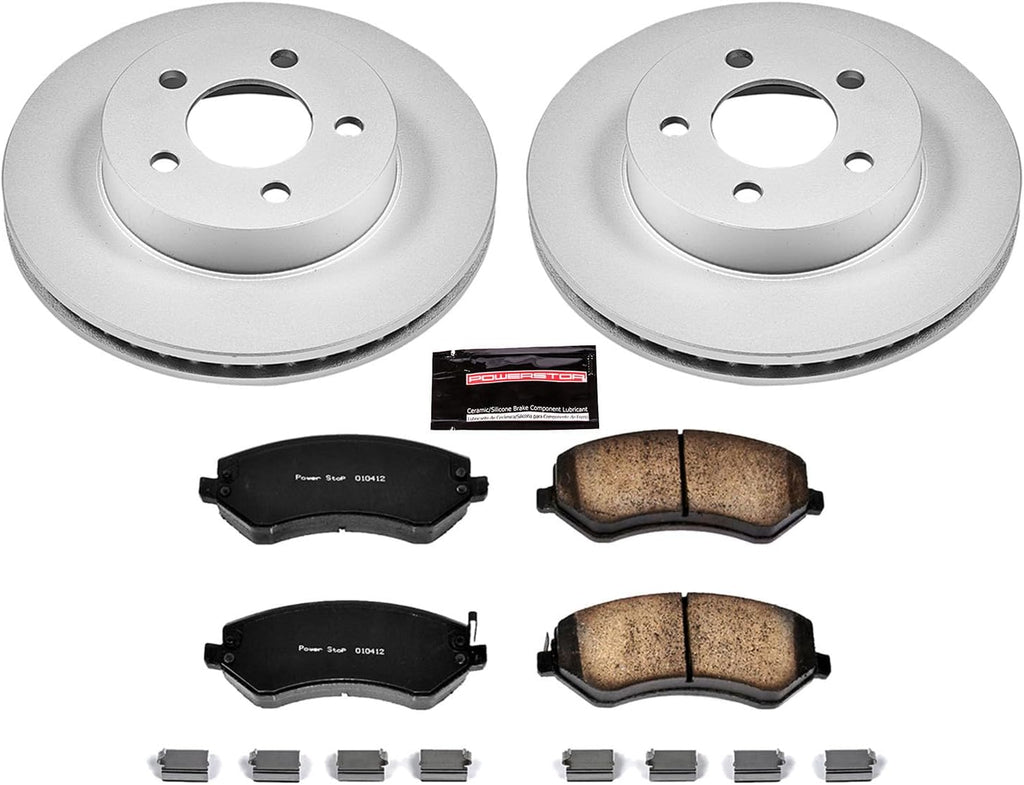PowerStop Front Brake Kit for Jeep Liberty 2002-07 - Fully-Coated Disc Rotors with Z17 Ceramic Brake Pads Replacement, CRK2160