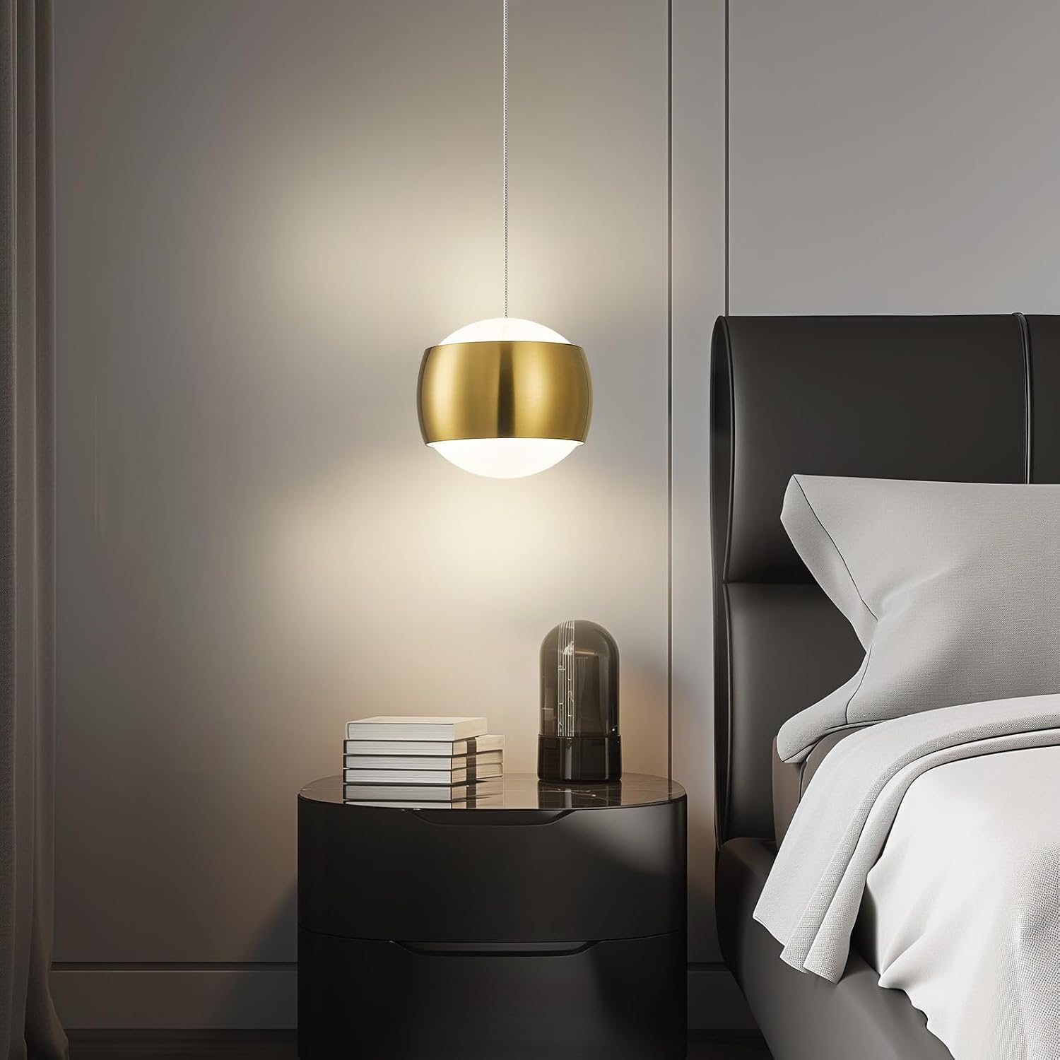 Modern Gold LED Dimmable Pendant Light fixtures,6″ Island Pendant Lighting for Kitchen Island Dinning Room,Bedroom,Bar, Kitchen Island Ceiling Hanging Light Fixtures(gold-1-Pack)