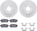 Dynamic Friction Company Front Brake Kit Fits 2011-2019 Ford Fiesta| 5000 Advanced Pads, Drilled Slotted Rotors| Hardware| 10.2' Front