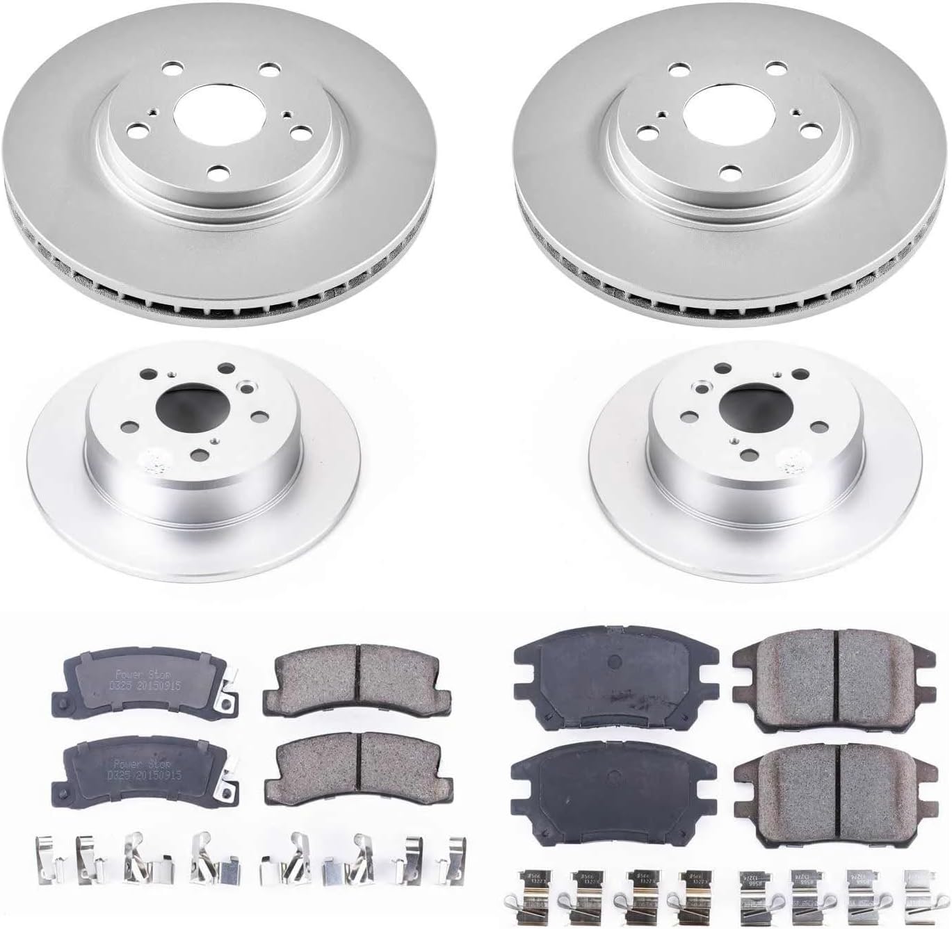 PowerStop Front and Rear Brake Kit for Lexus RX300 2002-03 - Fully-Coated Disc Rotors with Z17 Ceramic Brake Pads Replacement, CRK6783