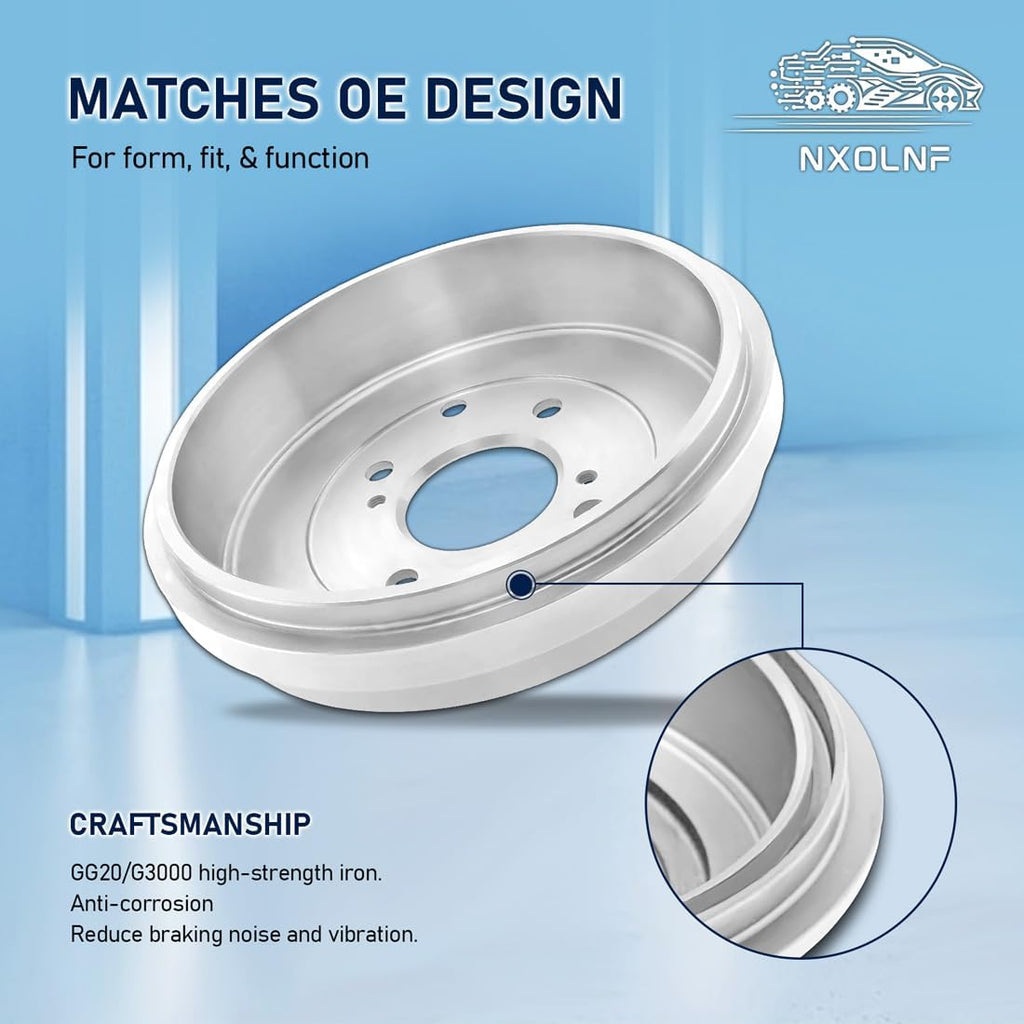 2Pcs Rear Brake Drum Automotive Replacement Drums Brakes for Ford EcoSport 2.0L 2004-2012, for Fiesta 1.6L 2005-2009, for Focus 2.0L 2000-2008, for Focus 2.3L 2003-2007