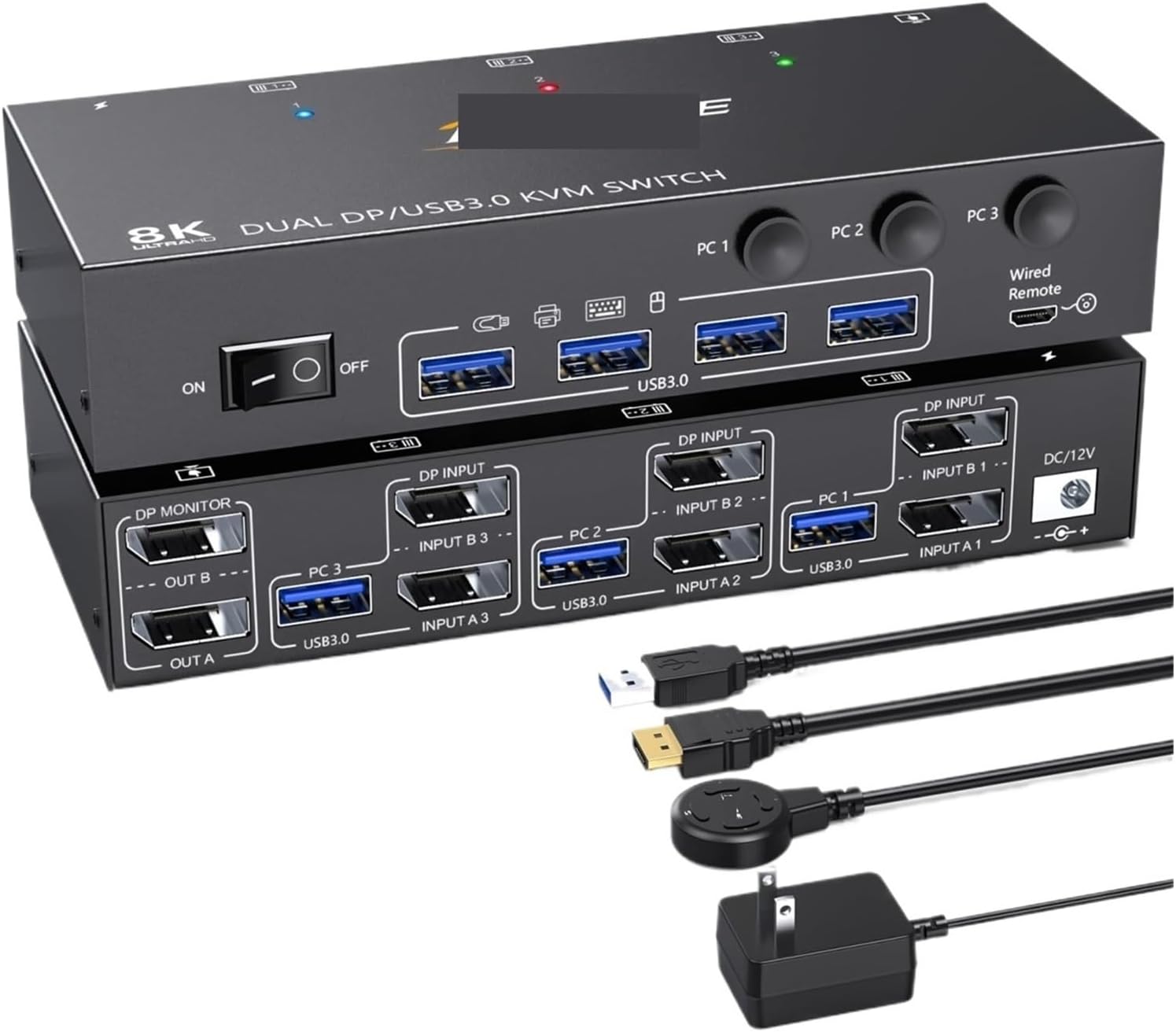 Dual Monitor KVM Switch USB 3.0 Displayport KVM Switch 2 Monitors 3 Computers 3 Computers Share 2 Monitor(402DP AU)