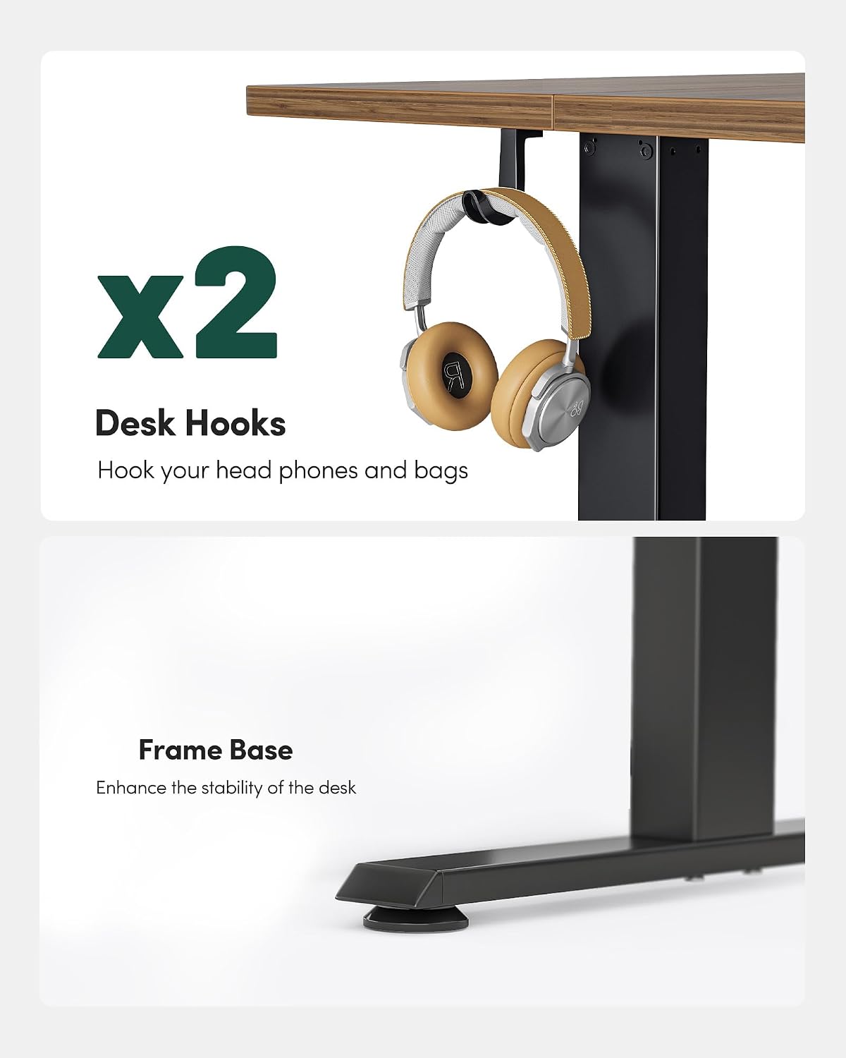 FEZIBO Electric Standing Desk Height Adjustable, 40 x 24 Inches Sit Stand up Desk, Home Office Computer Desk Rising Memory Presets (Dark Walnut)