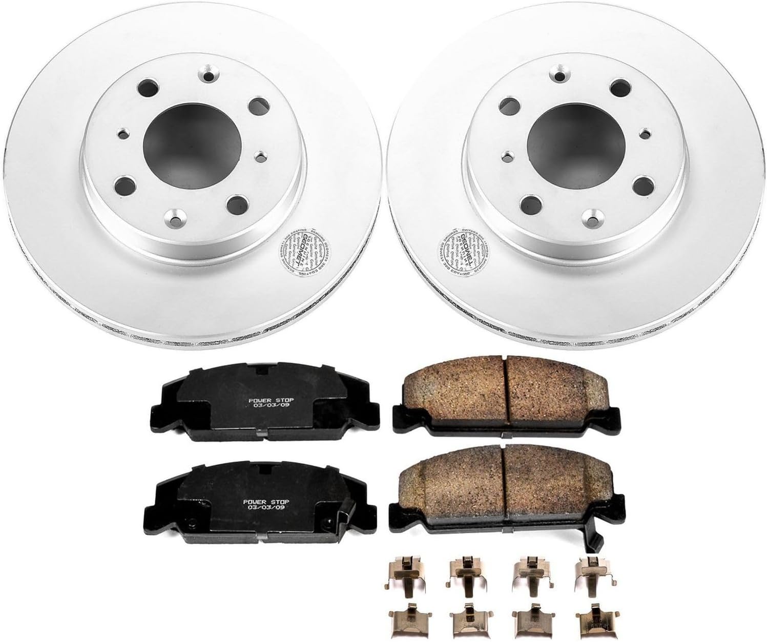 PowerStop Front Brake Kit for Honda Civic 1990-00 |Civic del Sol 1993-97 |CRX 1990-91 - Fully-Coated Disc Rotors with Z17 Ceramic Brake Pads Replacement, CRK699