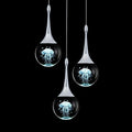 CHYING 3-Lights Pendant Lights Kitchen Island, Modern LED Dimmable Globe Crystal Jellyfish Teardrop Ceiling Pendant Lighting for Dining Room Hallway Entryway Bedroom, Chrome Cool White