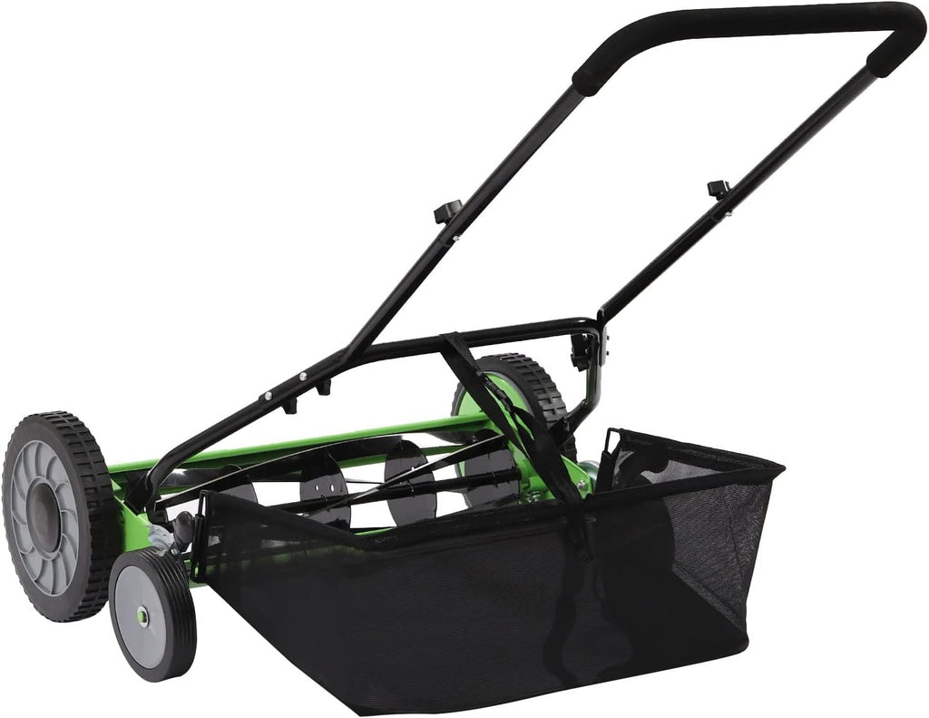 20 Inch 5-Blade Push Reel Lawn Mower with Grass Catcher Manual Push Mower with Adjustable Cutting Height 2.5 Inch Max, 4 Wheels Reel Mower for Small Area Yards (20 Inch)