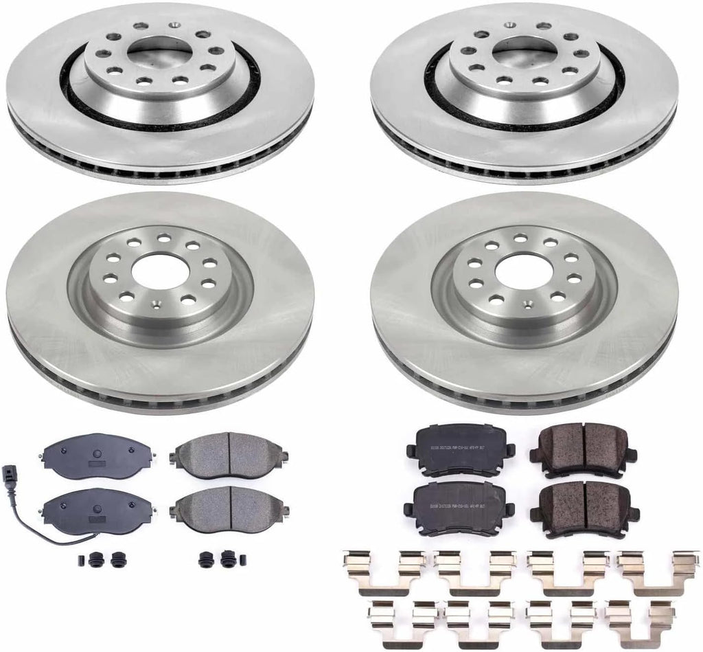 PowerStop Front and Rear Brake Kit for Volkswagen CC 2013-16 | Volkswagen GTI 2015-21 - Z17 Ceramic Brake Pads & Disc Rotors Replacement, KOE7254
