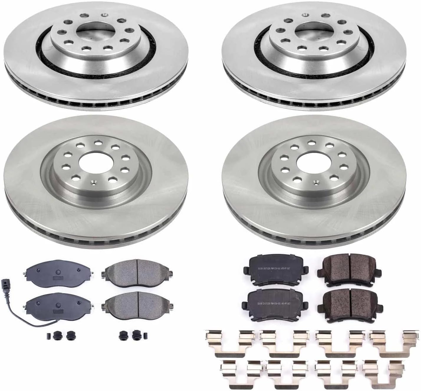 PowerStop Front and Rear Brake Kit for Volkswagen CC 2013-16 | Volkswagen GTI 2015-21 - Z17 Ceramic Brake Pads & Disc Rotors Replacement, KOE7254