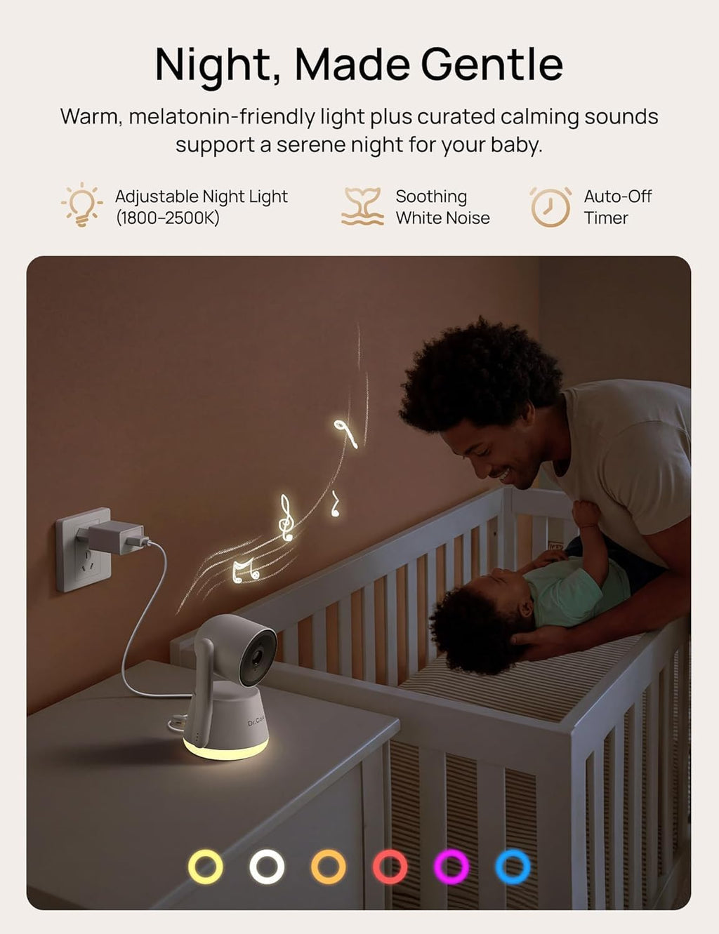 Dr.Care LumiView Max Smart WiFi Baby Monitor with 2 Camaras- 7' 1080P FHD & 2K Camera, Privacy Mode, Cry & Motion Detection, 6000mAh Removable Battery, RGB Night Light, Snapshot & Video Recording