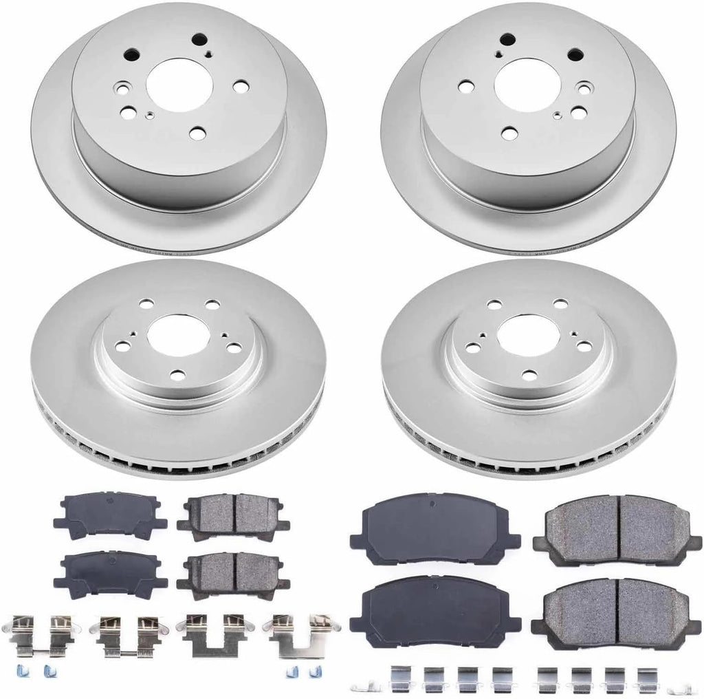 PowerStop Front and Rear Brake Kit for Toyota Highlander 2004-07 - Fully-Coated Disc Rotors with Z17 Ceramic Brake Pads Replacement, CRK4531