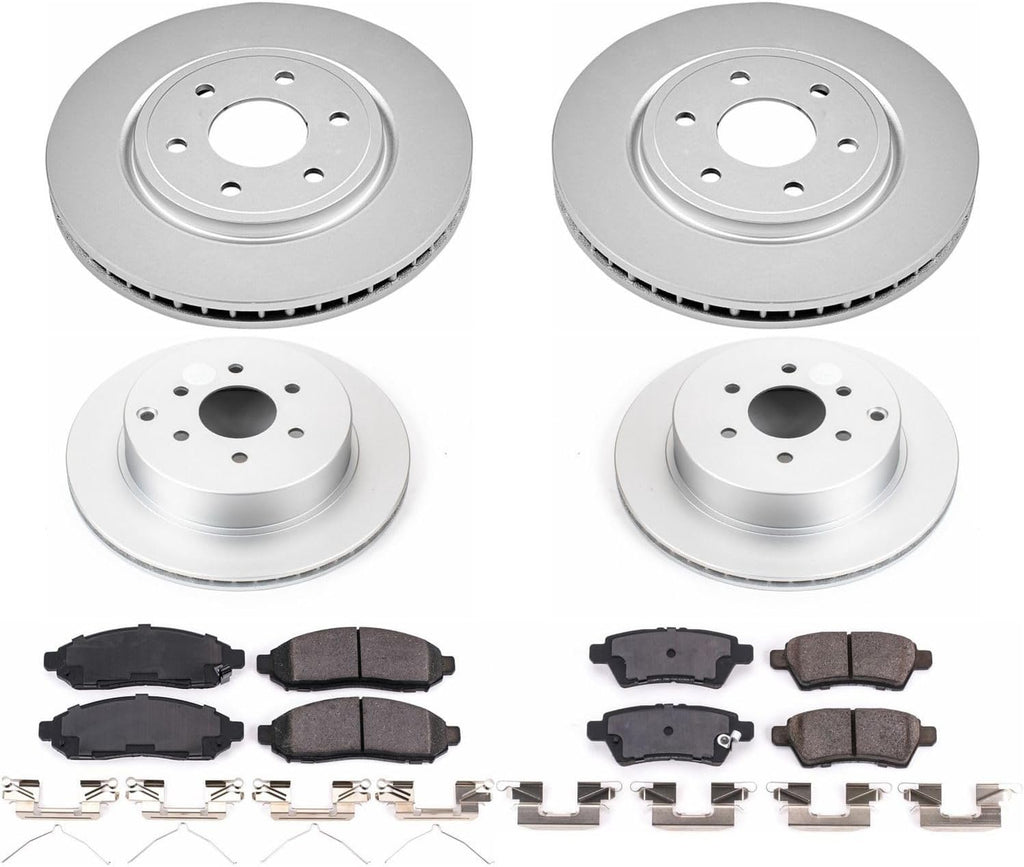 PowerStop Front and Rear Brake Kit for Nissan Pathfinder 2005-12 - Fully-Coated Disc Rotors with Z17 Ceramic Brake Pads Replacement, CRK144