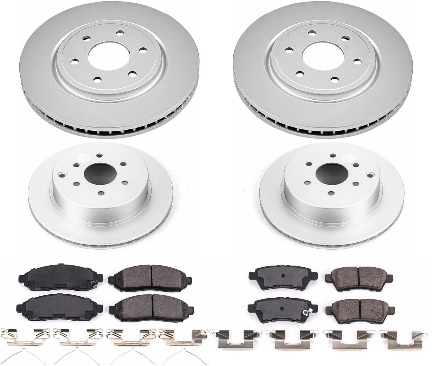 PowerStop Front and Rear Brake Kit for Nissan Pathfinder 2005-12 - Fully-Coated Disc Rotors with Z17 Ceramic Brake Pads Replacement, CRK144