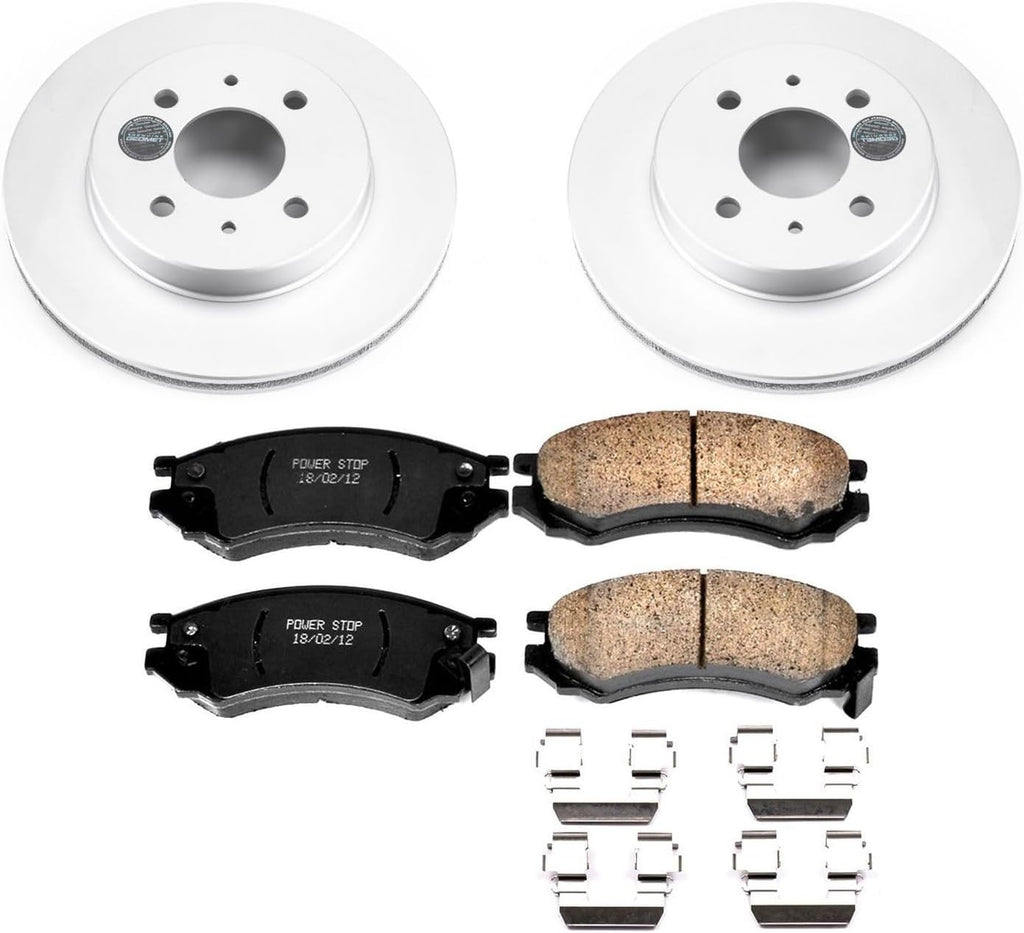 PowerStop Front Brake Kit for Saturn SC 1991-92 |SC1 1993-02 |SC2 1993-02 |SL 1991-02 |SL1 1991-02 |Saturn SL2 1991-02 - Fully-Coated Disc Rotors with Z17 Ceramic Brake Pads Replacement, CRK1515