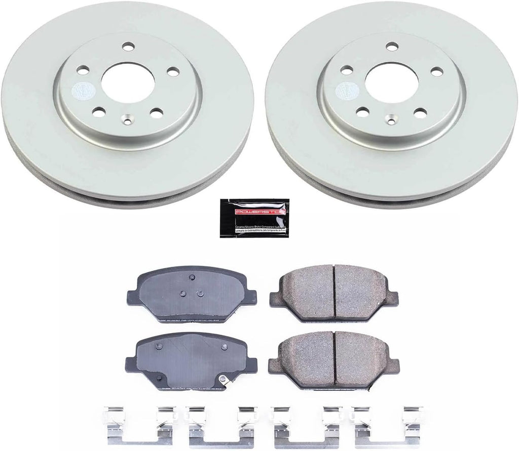 PowerStop Front Brake Kit for Buick Envision 2019-20 | Cadillac XT4 2019 - Fully-Coated Disc Rotors with Z17 Ceramic Brake Pads Replacement, CRK8466