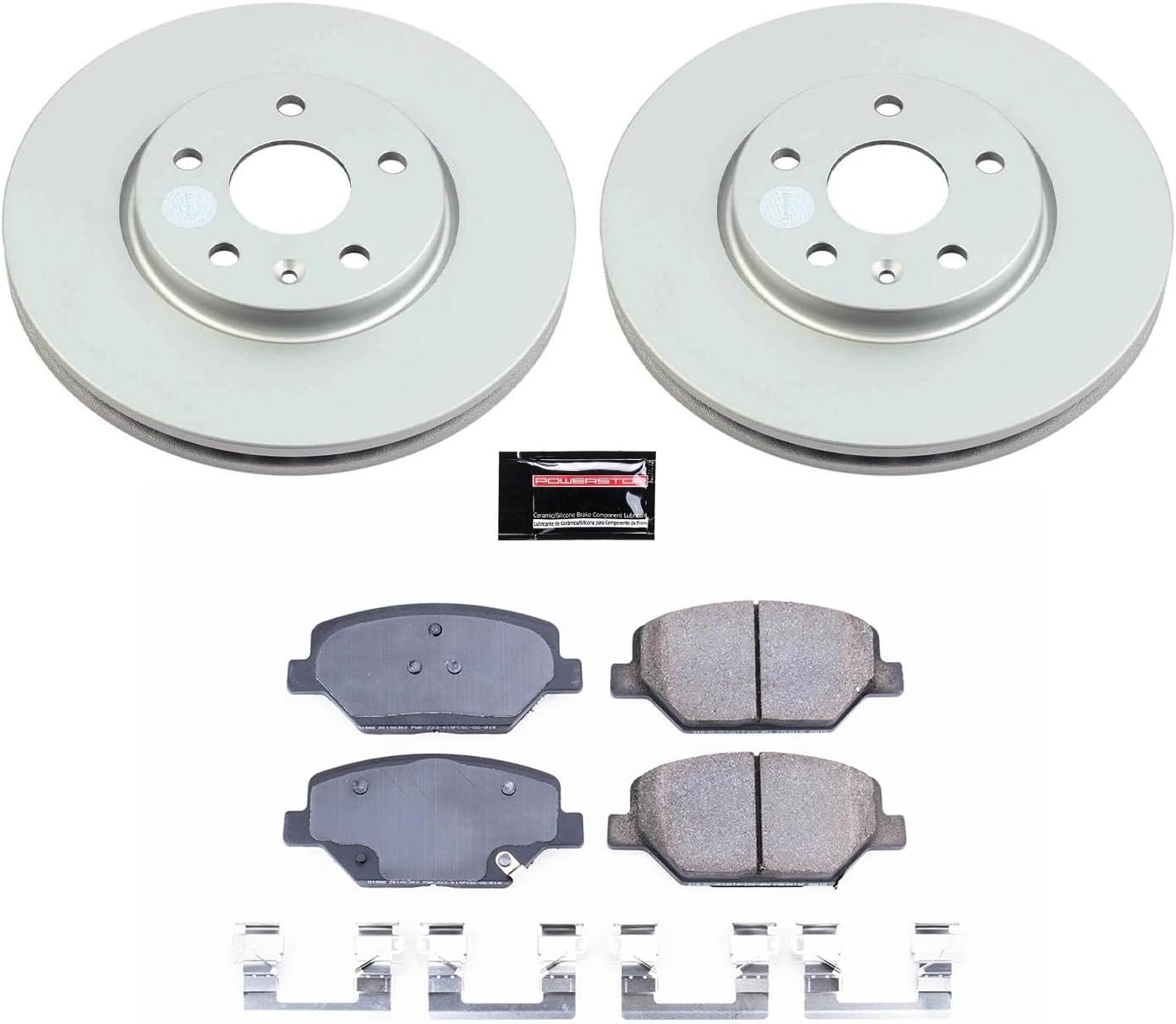 PowerStop Front Brake Kit for Buick Envision 2019-20 | Cadillac XT4 2019 - Fully-Coated Disc Rotors with Z17 Ceramic Brake Pads Replacement, CRK8466