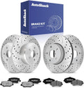 AutoShack Front & Rear Brake Rotors & Ceramic Pads for Jeep, Wrangler 2007-2017 Wrangler JK 2018, 4WD RWD V6 3.6L 3.8L - Silver Zinc Coated Drilled & Slotted - SilverShield Pro