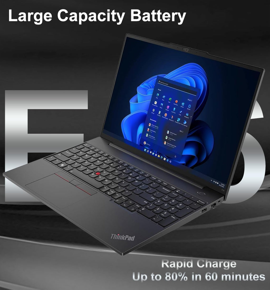 Lenovo ThinkPad E16 Business Laptop (16' FHD+ Touchscreen, AMD Ryzen 5 7530U (Beat i7-1165G7), 16GB RAM, 512GB SSD) Fingerprint, Backlit, FHD Webcam, Wi-Fi 6, Ethernet, Win 11 Pro w/ Copilot, Black
