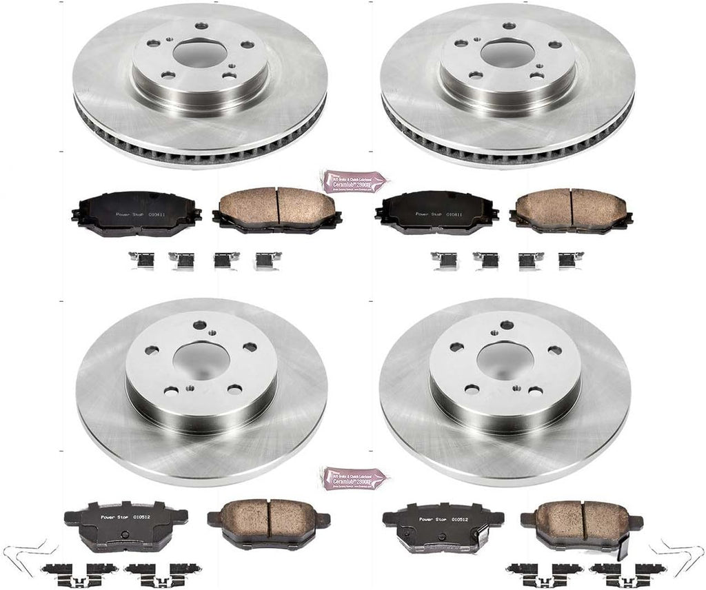 PowerStop Front and Rear Brake Kit for Scion iM 2016 | Toyota Corolla iM 2017-18 - Z17 Ceramic Brake Pads & Disc Rotors Replacement, KOE7631