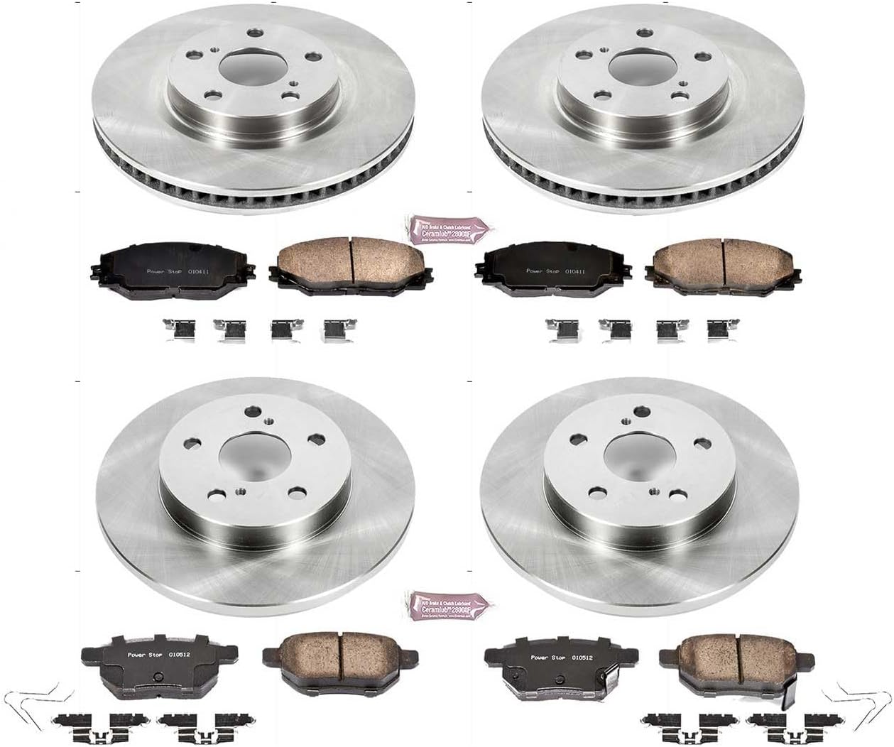 PowerStop Front and Rear Brake Kit for Scion iM 2016 | Toyota Corolla iM 2017-18 - Z17 Ceramic Brake Pads & Disc Rotors Replacement, KOE7631
