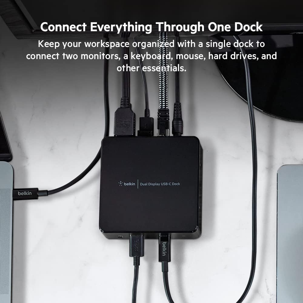 Belkin USB C Docking Station - USB Hub Dual 4k Computer Monitor Display - Dual HDMI, Thunderbolt, USB, Ethernet Ports - USB C Hub - 85W PD Power Delivery for Macbook Pro, iPad Pro & Chromebook Laptop