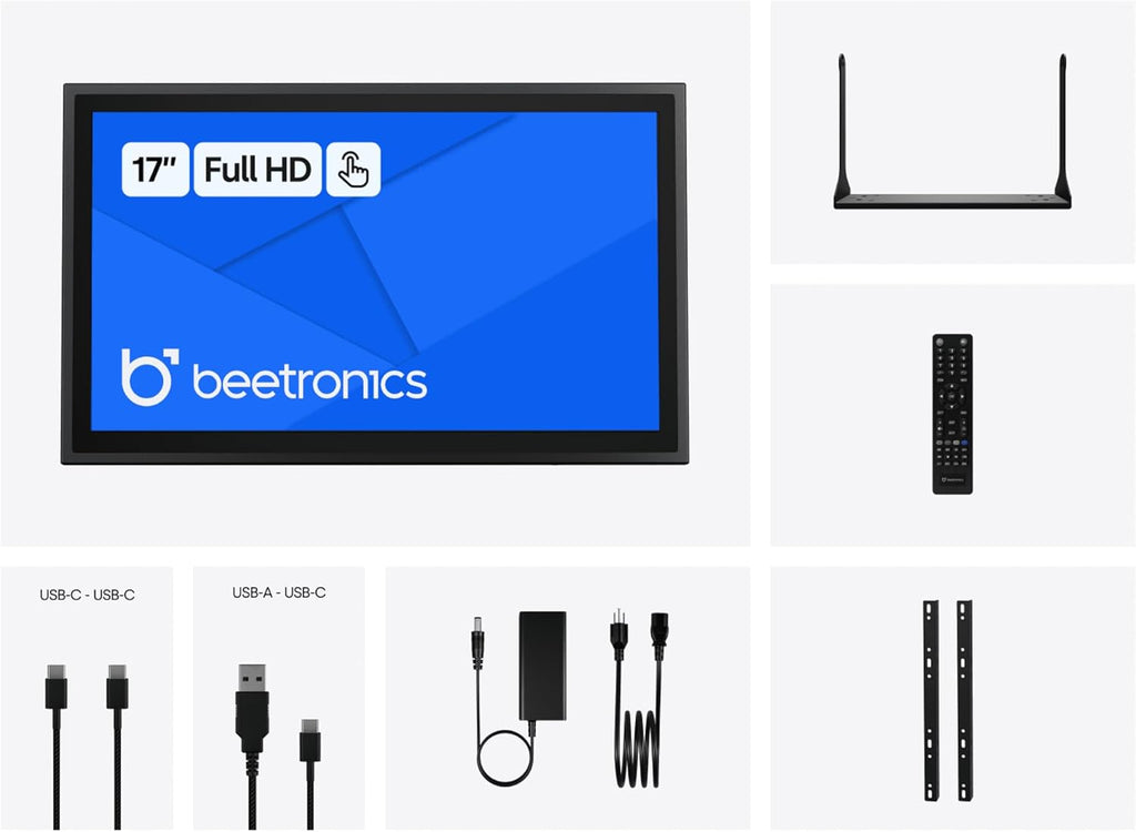 Beetronics 19 Inch Touchscreen Monitor | Full HD 1080p | 19TS7M – Industrial-Grade, Professional 10-Point Multi Touch Display for PC, Mac, Linux – HDMI, DisplayPort, USB-C, VGA Inputs