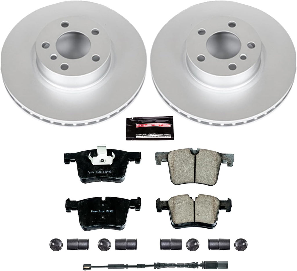PowerStop Front Brake Kit for BMW X3 2011-17 | BMW X4 2015-18 - Fully-Coated Disc Rotors with Z23 Carbon-Fiber Ceramic Brake Pads Upgrade, CRK6038