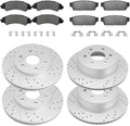 Front and Rear Brake Kit, Drilled and Slotted Brake Rotor With Ceramic Pads for 2007-2013 Chevrolet Avalanche Silverado Suburban 1500 Tahoe, GMC Sierra 1500 Yukon, Cadillac Escalade