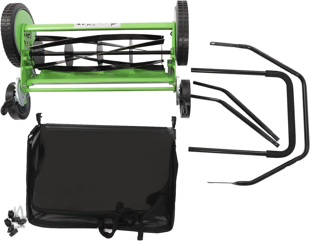 Push Mower Manual, 20 Inch 5-Blade Reel Mower with Grass Catcher, Adjustable Height