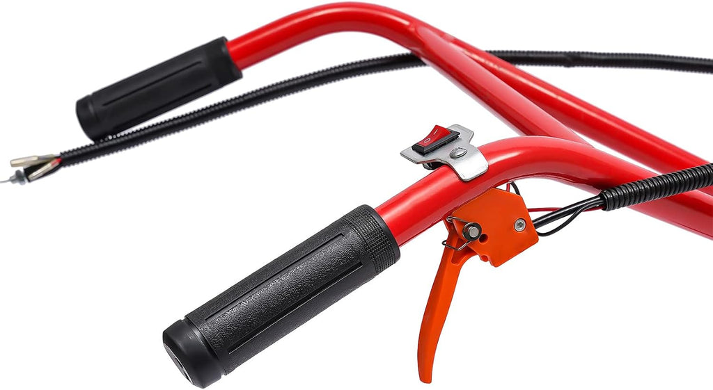 Walk Behind Weed Wacker 49CC 2 Stroke Gasoline Weed Eater Push Brush Cutter 2 in 1 Gas String Trimmer Yard Tool with 7000r/min, Quick Start Grass Cutter with Wheels for Farm, Lawn, Yard