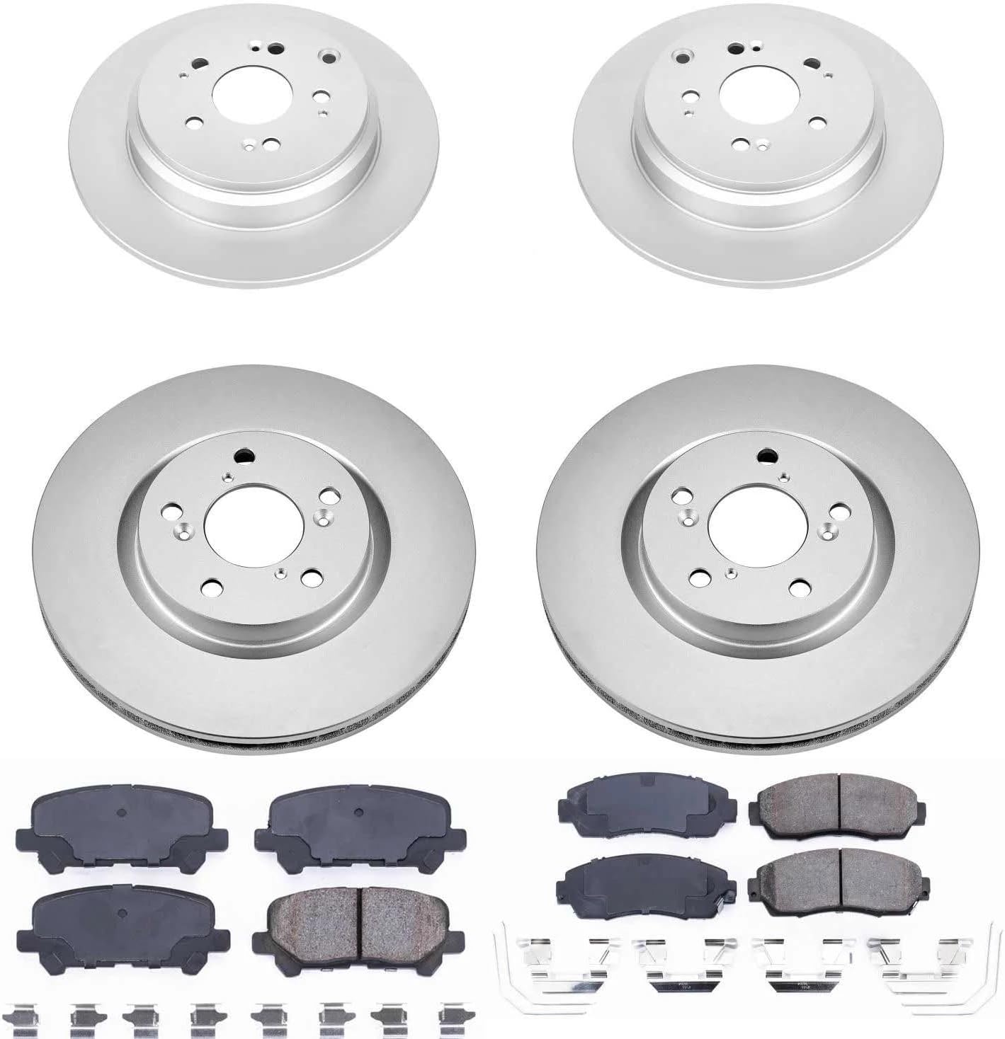 PowerStop Front and Rear Brake Kit for Honda Odyssey 2011-14 - Fully-Coated Disc Rotors with Z17 Ceramic Brake Pads Replacement, CRK5858