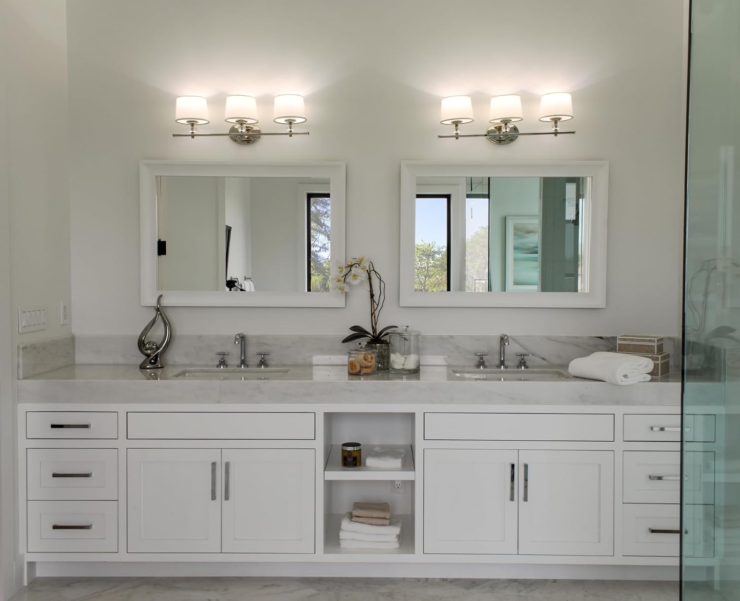 Maxim Lighting Rondo 3-Light Bath Vanity Light | Polished Nickel Finish | Transitional Indoor Light Fixture | Ideal for Bathrooms & Powder Rooms | Dimmable Damp Rated | 12763WTPN