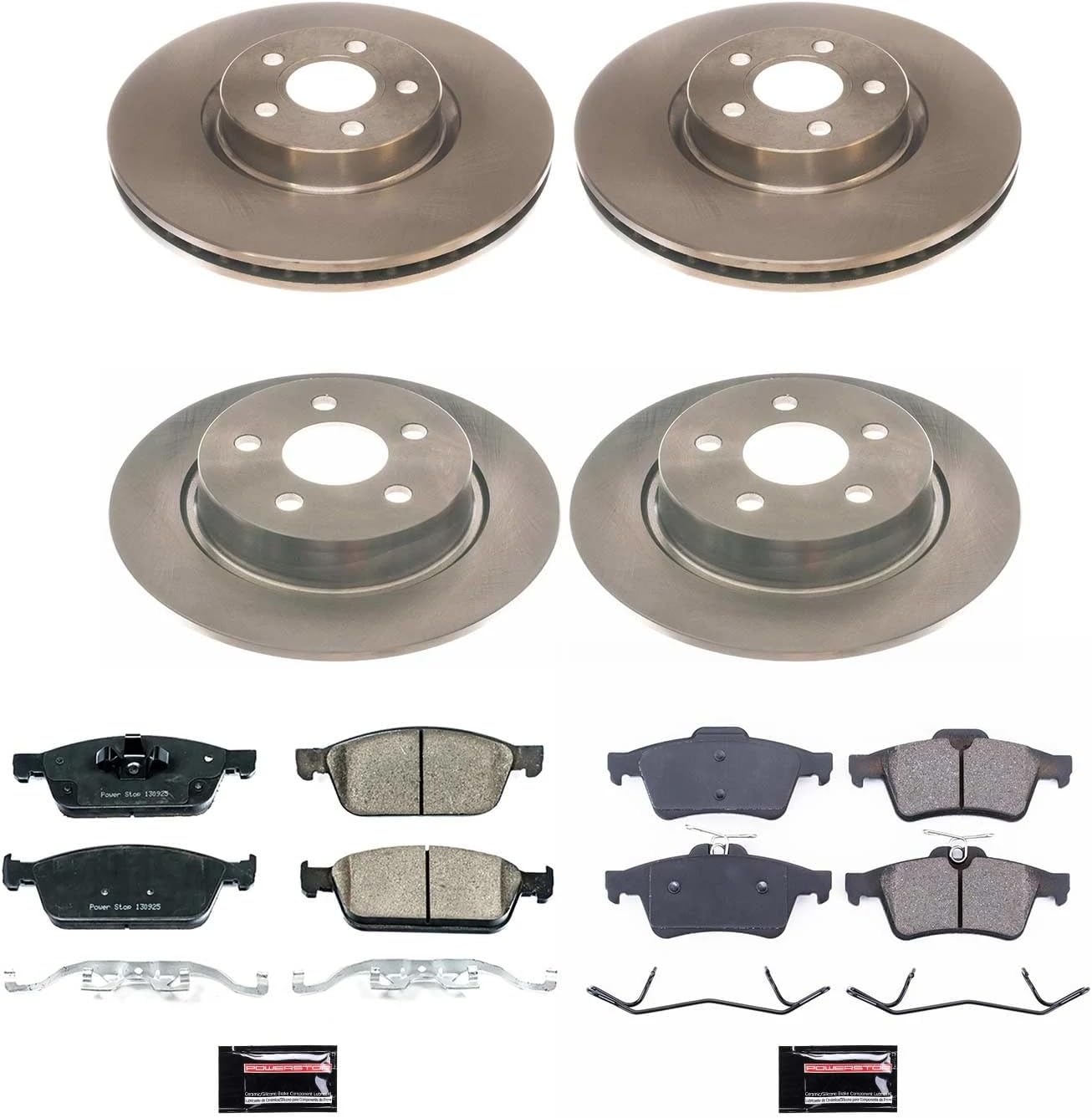PowerStop Front and Rear Brake Kit for Ford Transit Connect 2018-23 - Z17 Ceramic Brake Pads & Disc Rotors Replacement, KOE8174
