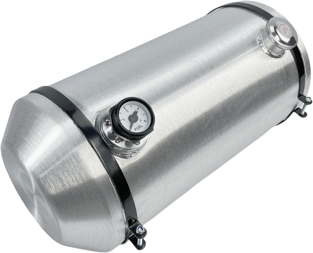 JSD 12.5 Gallons 12' x 26' Universal Aluminum Gas Tank With Level Gauge 1/4' NPT Outlet For lawn mowers