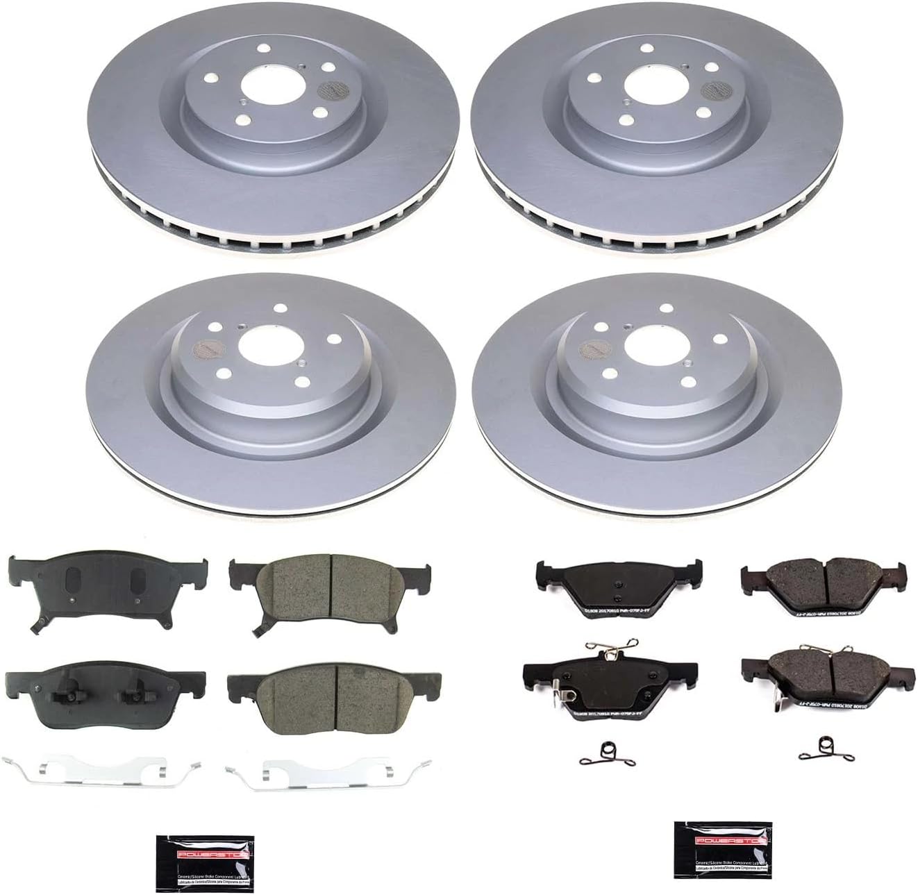 PowerStop Front and Rear Brake Kit for Subaru Ascent 2019-20 - Fully-Coated Disc Rotors with Z17 Ceramic Brake Pads Replacement, CRK8518