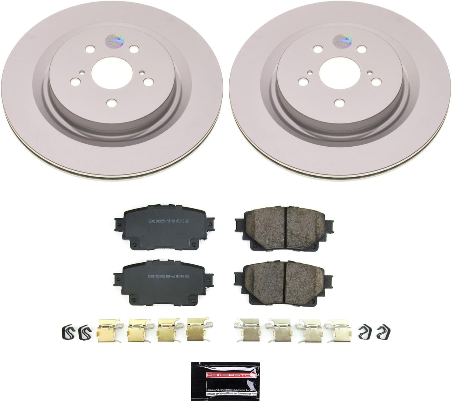 PowerStop Rear Brake Kit for Lexus RX350 2023-24 |RX350h 2023-24 |RX500h 2023-24 |Toyota Highlander 2020-24 - Fully-Coated Disc Rotors with Z17 Ceramic Brake Pads Replacement, CRK8773