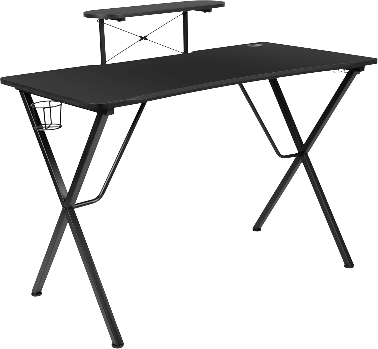 Flash Furniture Black Gaming Desk and Gray/Black Racing Chair Set with Cup Holder, Headphone Hook, and Monitor/Smartphone Stand