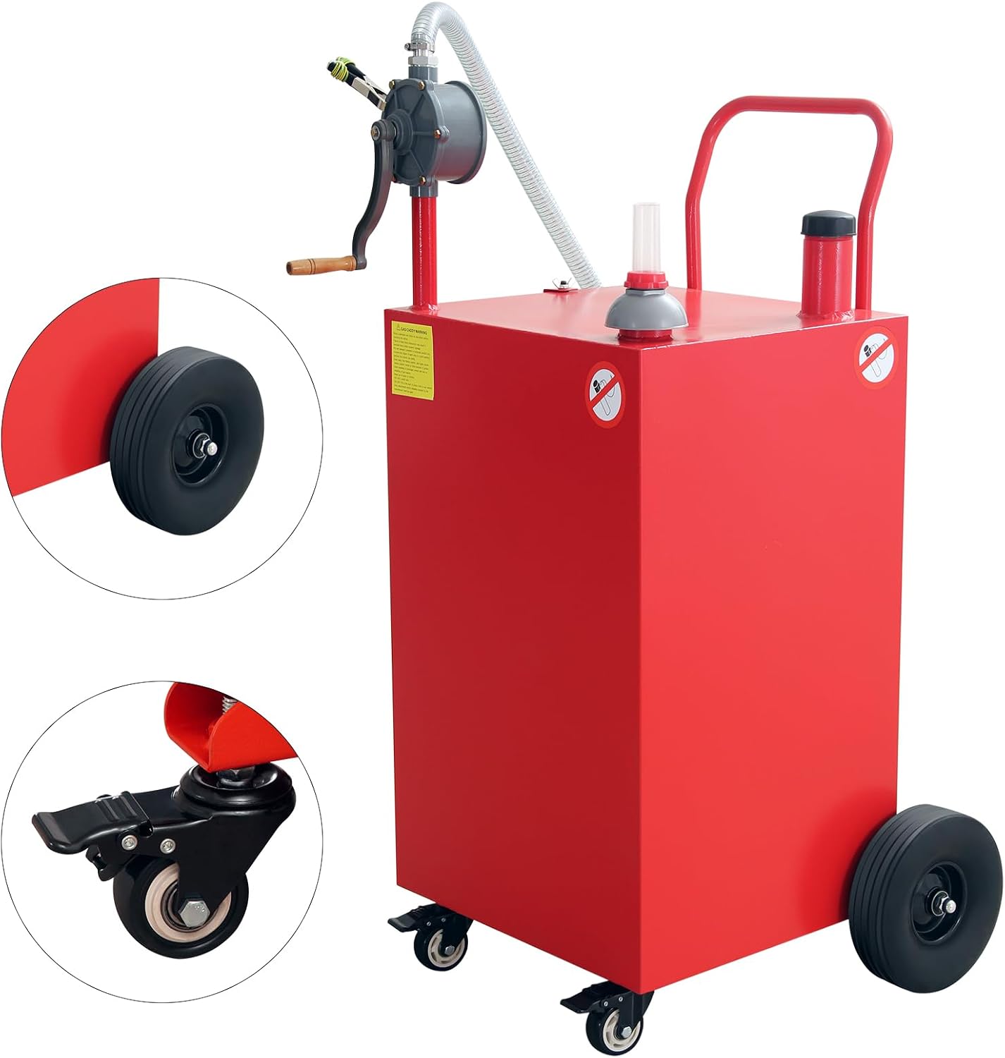 45 Gallon Fuel Caddy, Portable Gas & Diesel Storage Tank with 4 Wheels and Manual Transfer Pump, for Refueling Cars, Trucks, Lawn Mowers, ATVs, and Boats