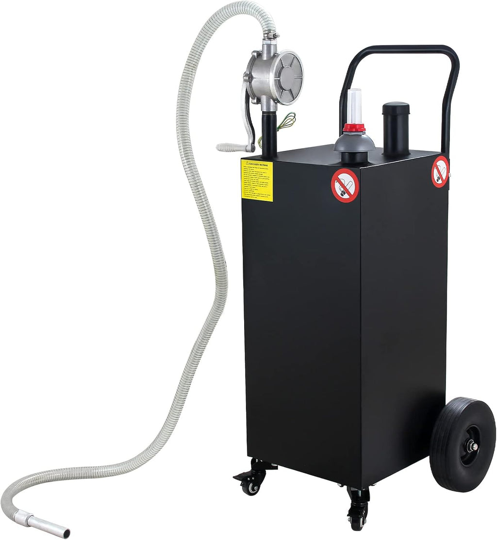 30 Gallon Gas Caddy, Portable Fuel Storage Tank, Large Gasoline Container Diesel Can with Pump Rolling and Solid Rubber Wheels for Boat, ATV, Car, Motorcycle,UTV, BLACK