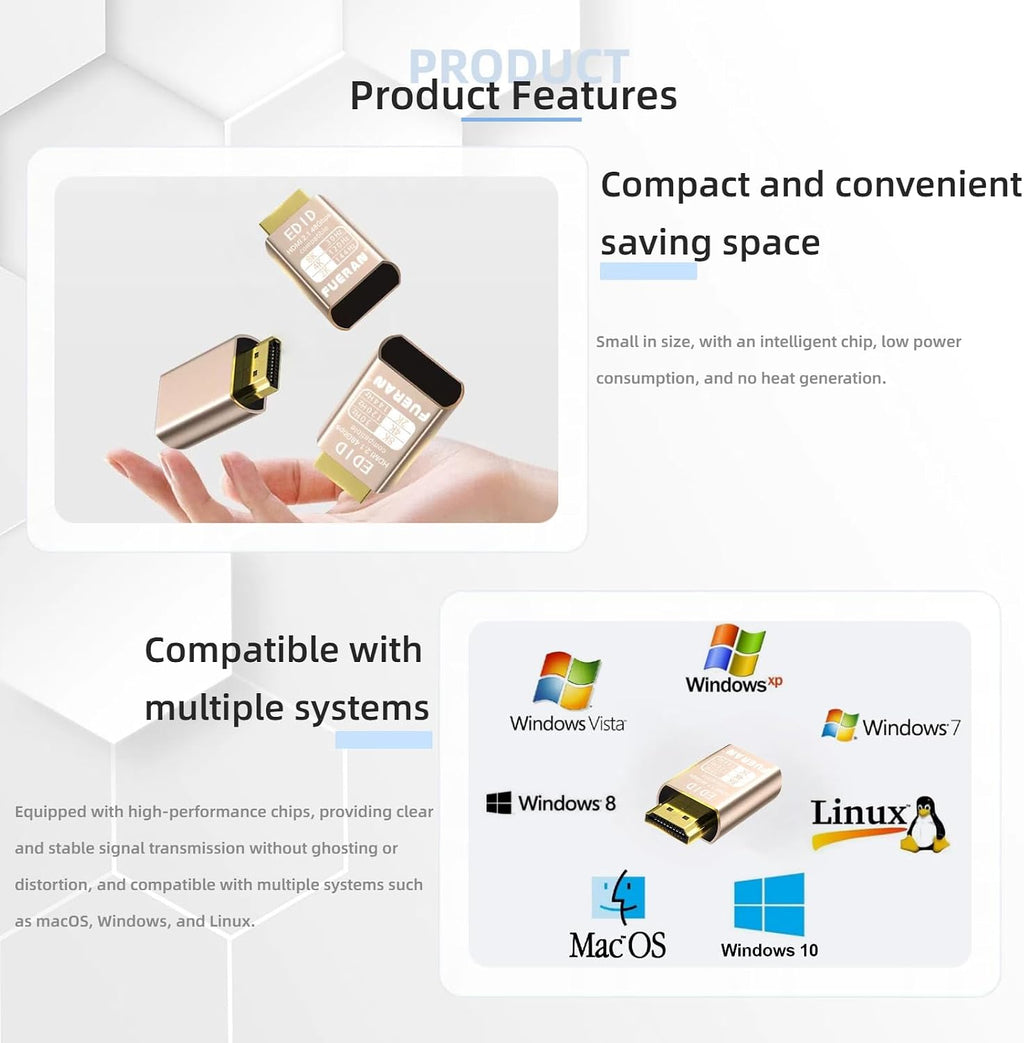 8K 30Hz HDMI Dummy Plug 4K EDID Emulator Virtual Monitor, Headless Display Adapter,Supports up to 4k@120Hz,1440/1080@144Hz hdmi Fake emulators(8K-30Hz-10Pack)