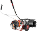 52cc Gas Power Handheld Snow Broom Brush Cleaner, 2.5 HP w/Auxiliary Wheels, Outdoor Hand Held Push Broom Driveway Sweeper for Concrete Driveway Cleaning Lawn Snow