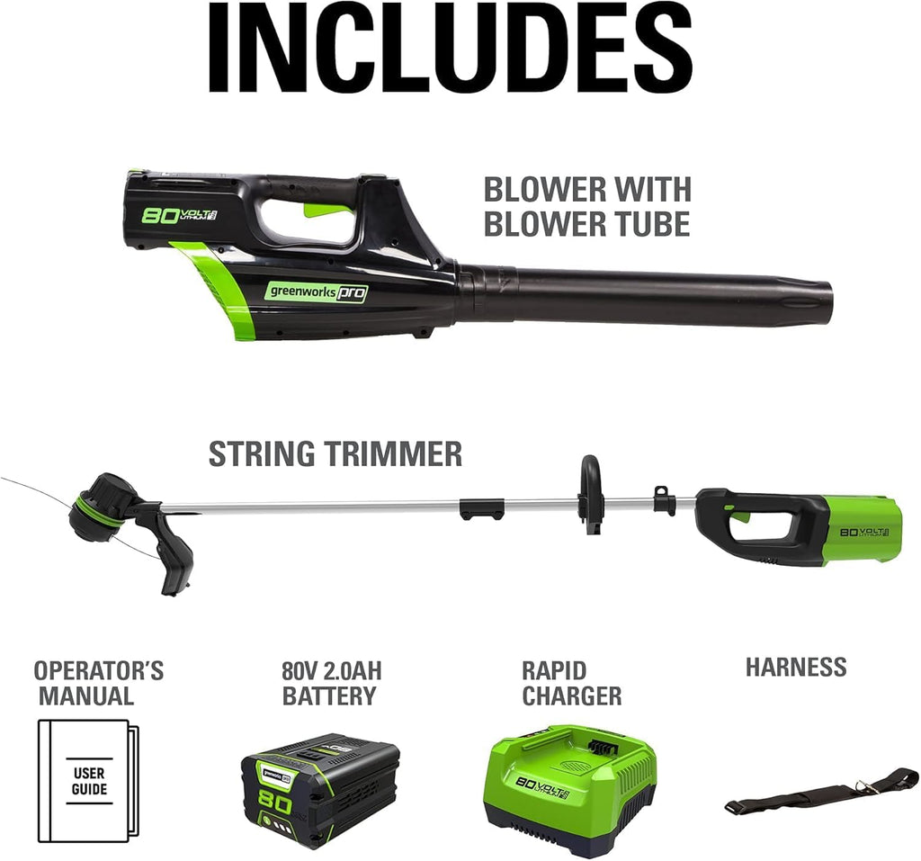 Greenworks 80V 25' Cordless Brushless Self-Propelled Rear Wheel Drive 3-in-1 Lawn Mower + 16' String Trimmer + 730 CFM Leaf Blower Combo Kit - 4.0Ah & 2.5Ah Batteries (2) + 2 Chargers | Zero Emissions