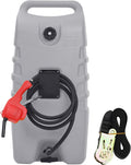 14 Gallon Portable Fuel Tank with Wheels, Red Gas Caddy with Manual Siphon Pump & 10FT Hose, T-Handle for Easy Carry, Included for Cars, ATVs, Boats, Generators - Gray