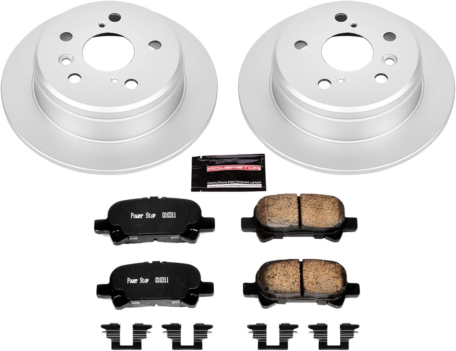 PowerStop Rear Brake Kit for Toyota Camry 2000-01 | Toyota Solara 1999-03 - Fully-Coated Disc Rotors with Z17 Ceramic Brake Pads Replacement, CRK1083