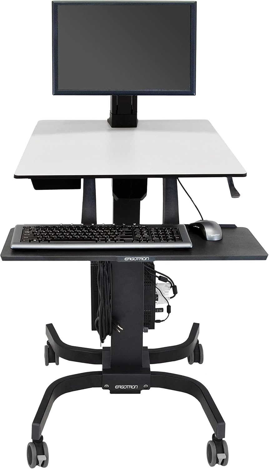 Ergotron – WorkFit-C LD Single Monitor Mobile Standing Desk, Rolling Sit Stand Workstation – for Monitors Up to 24 Inches, 6 to 16 lbs