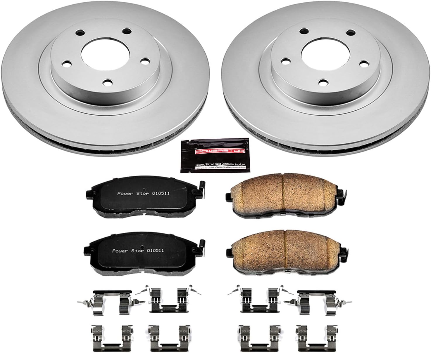 PowerStop Front Brake Kit for INFINITI I35 2002-04 |Nissan Altima 2002-06 |Maxima 2002-03 - Fully-Coated Disc Rotors with Z17 Ceramic Brake Pads Replacement, CRK2282