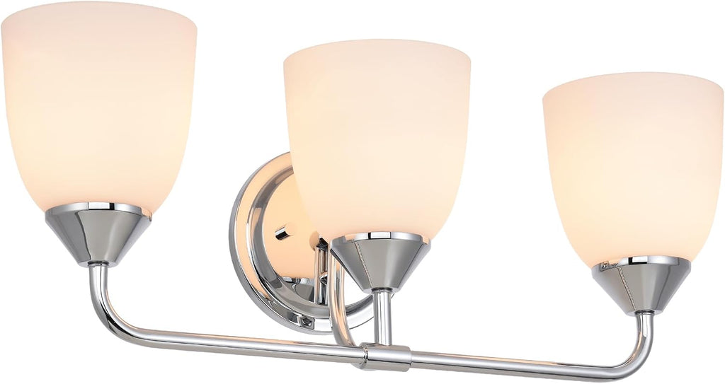 Chrome 3-Light Traditional Bathroom Vanity Light Fixtures Over Mirror, Modern Vanity Lights for Living Room, Standard E26 Base, Chrome